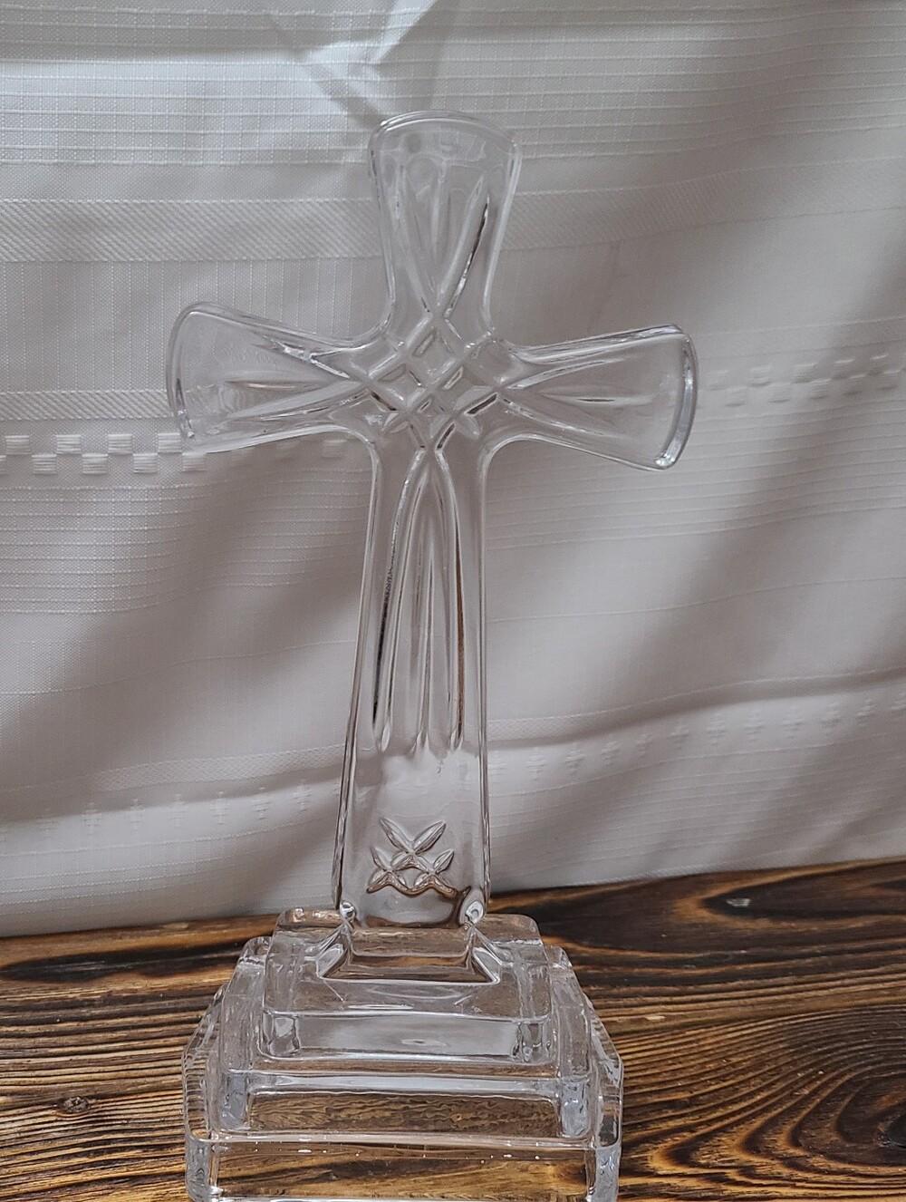 Clear Glass Decorative Cross Statue